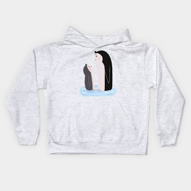 Penguin Pair Kids Hoodie by Dogwoodfinch